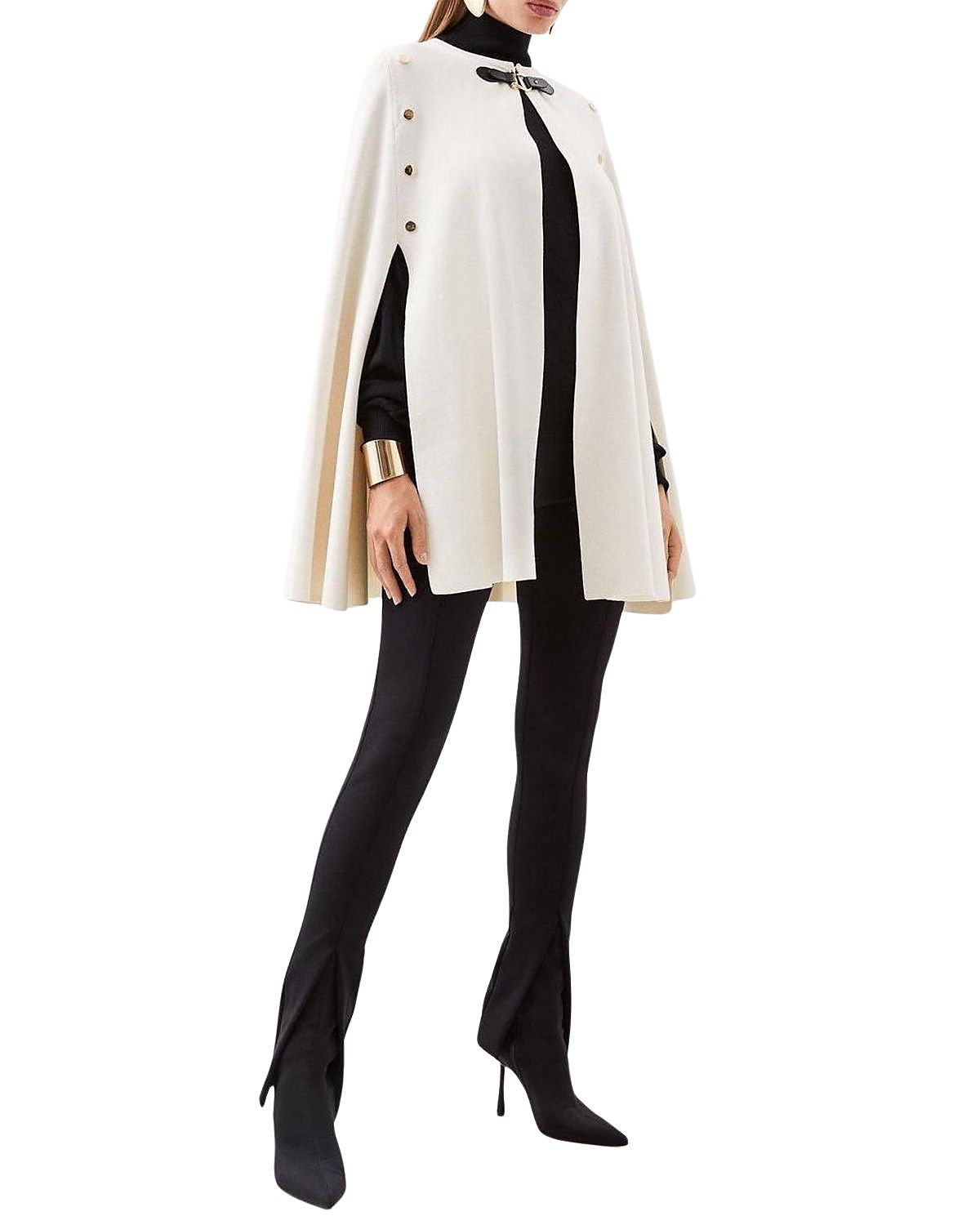 Karen Millen Popper Detail Knit Cape Coat