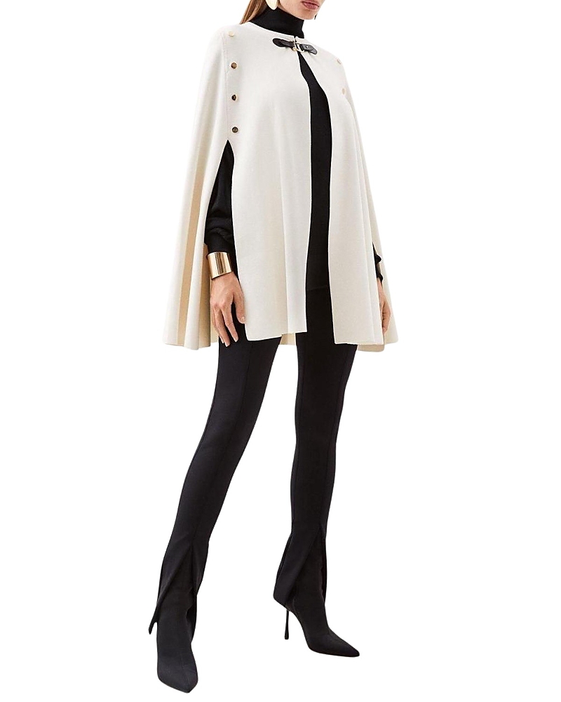 Karen Millen Popper Detail Knit Cape Coat