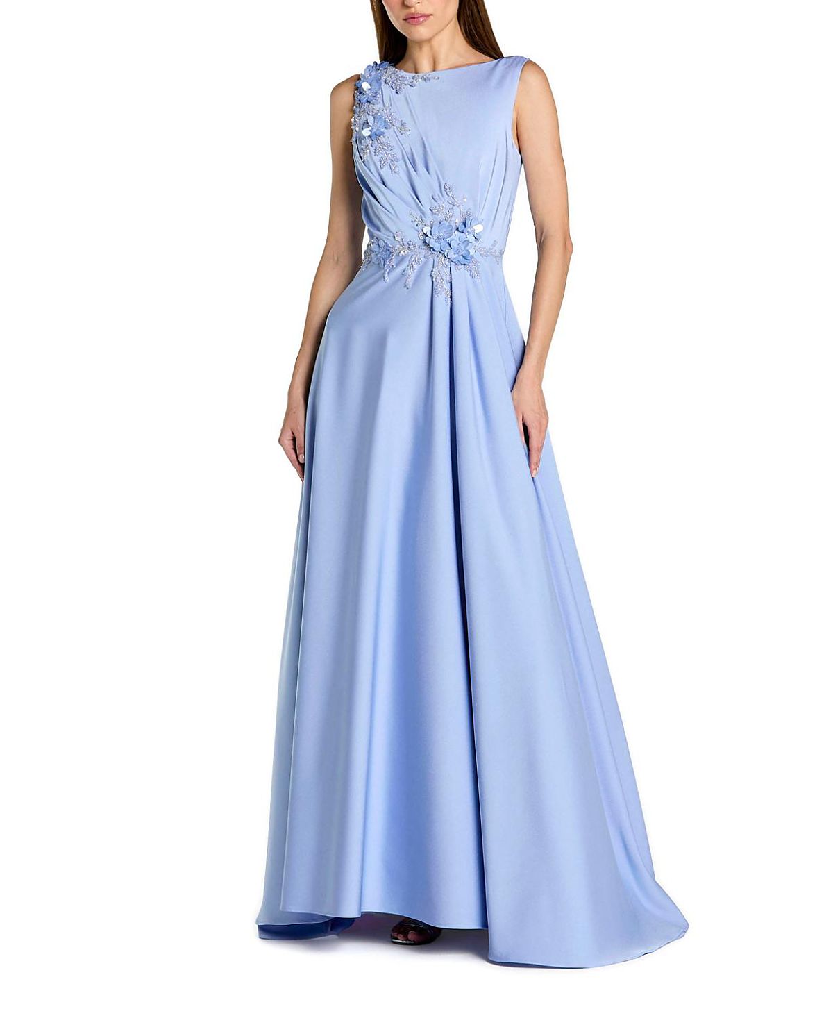 Mac Duggal Appliqued Sleeveless A Line Gown