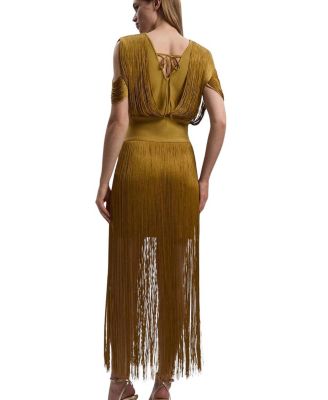 Bandage Knit Fringe Detail Dress