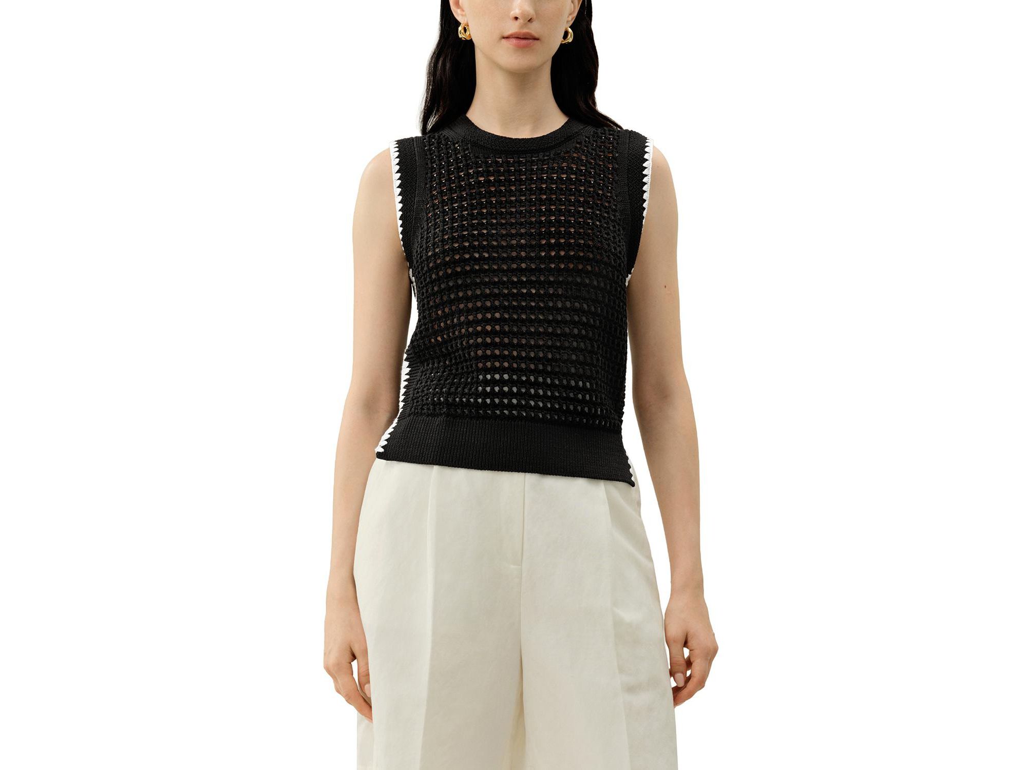Toscana Pointelle Embroidered Vest - Image 1