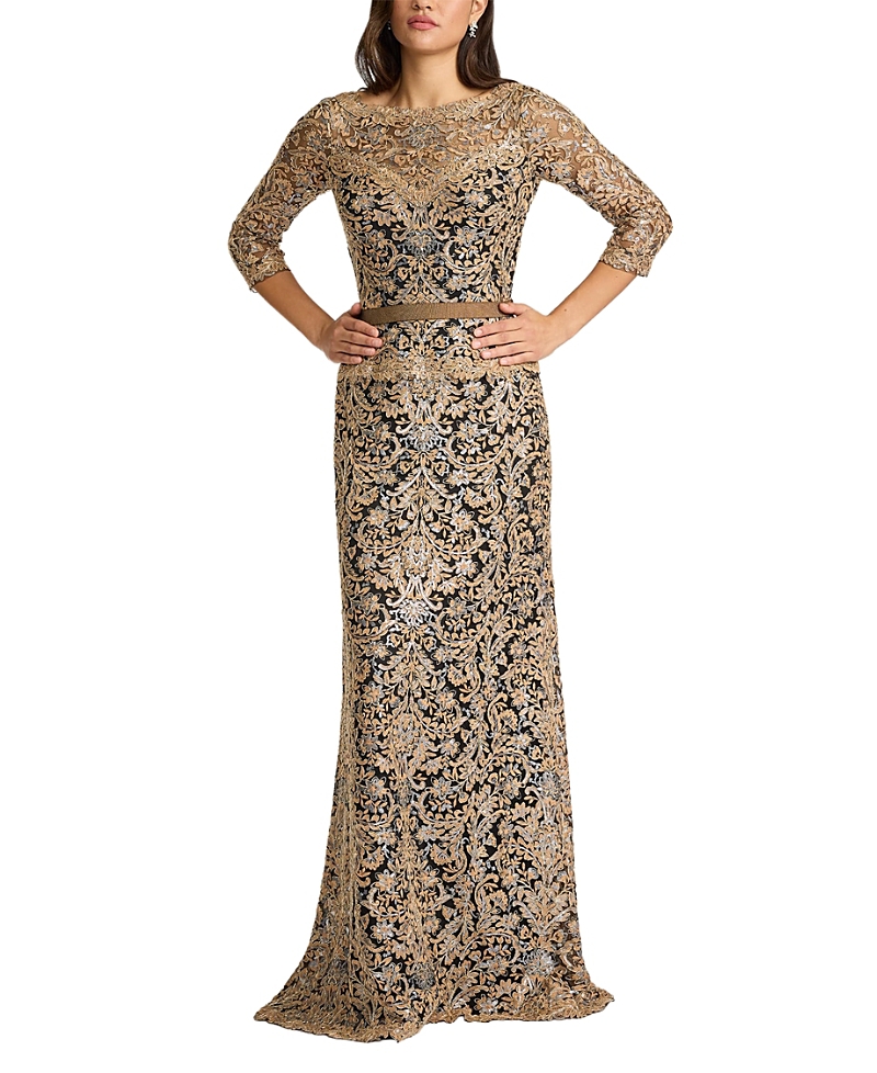 Tadashi Shoji Aziza Sequin Embroidered Tulle Gown