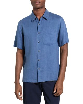Theory Irving Short-Sleeve Shirt in Relaxed Linen