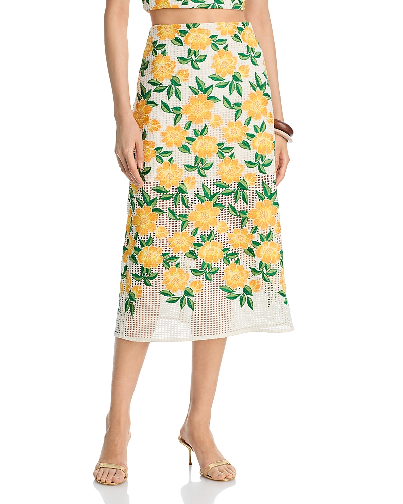 Milly Marta Embroidered Midi Skirt
