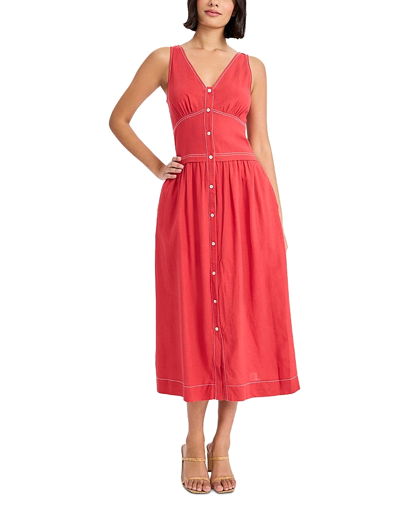 Donna Morgan Sleeveless V Neck Midi Dress