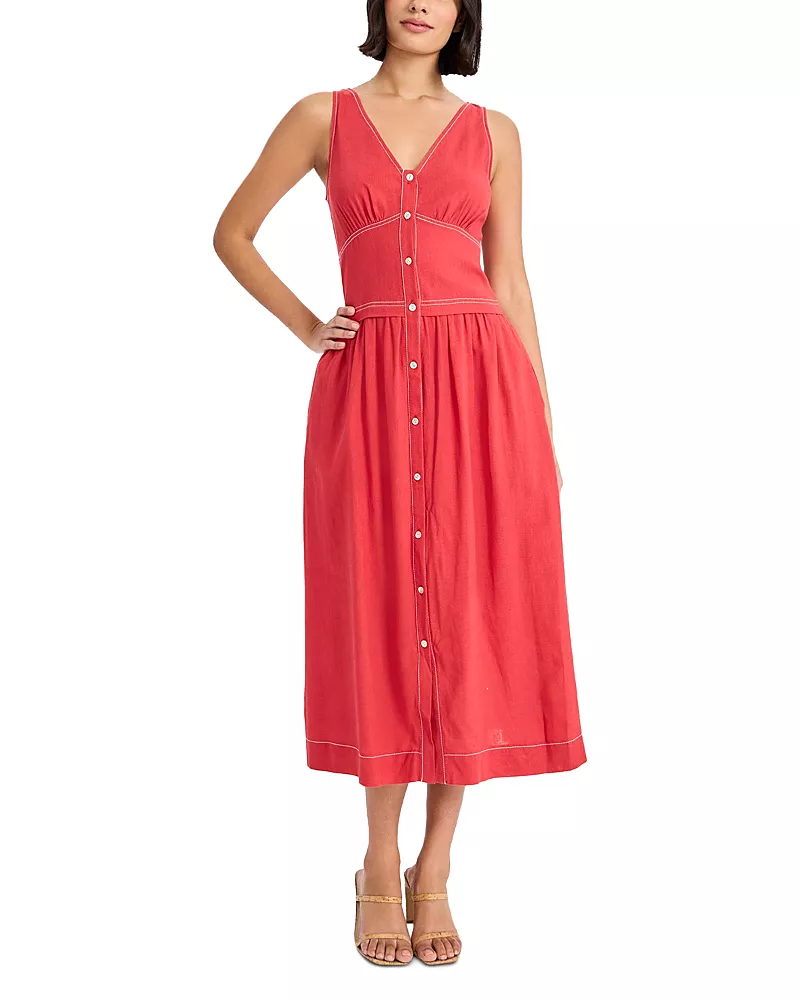Donna Morgan Sleeveless V Neck Midi Dress