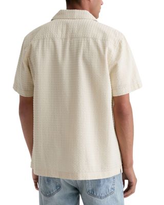 Relaxed Fit Camp Collar Textured Pocket Shirt