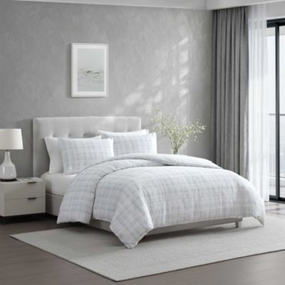 Blurred Plaid Cotton 3 Piece Comforter Set, King