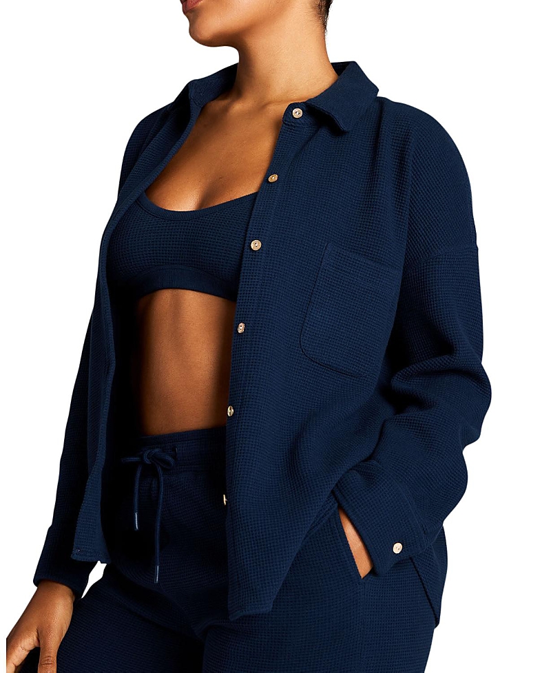 Negative Waffle Knit Shirt Jacket