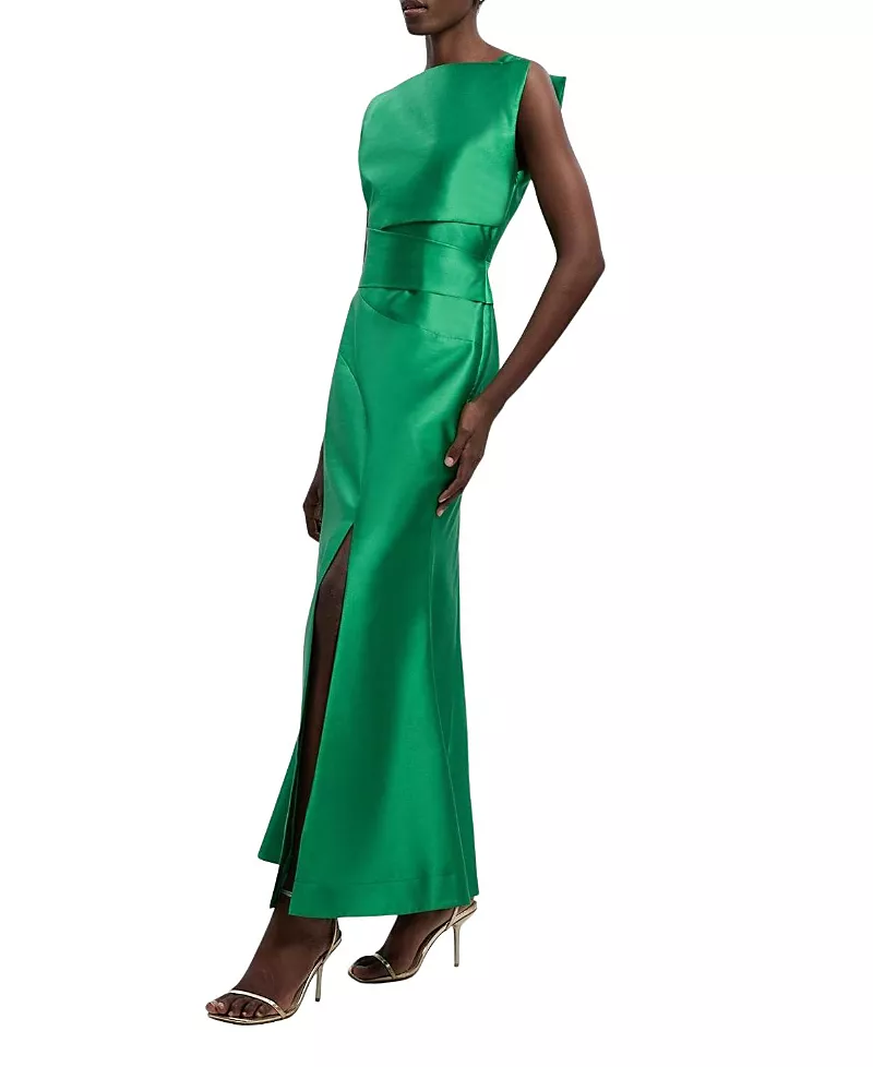 Karen Millen Satin Twill Draped Maxi Dress