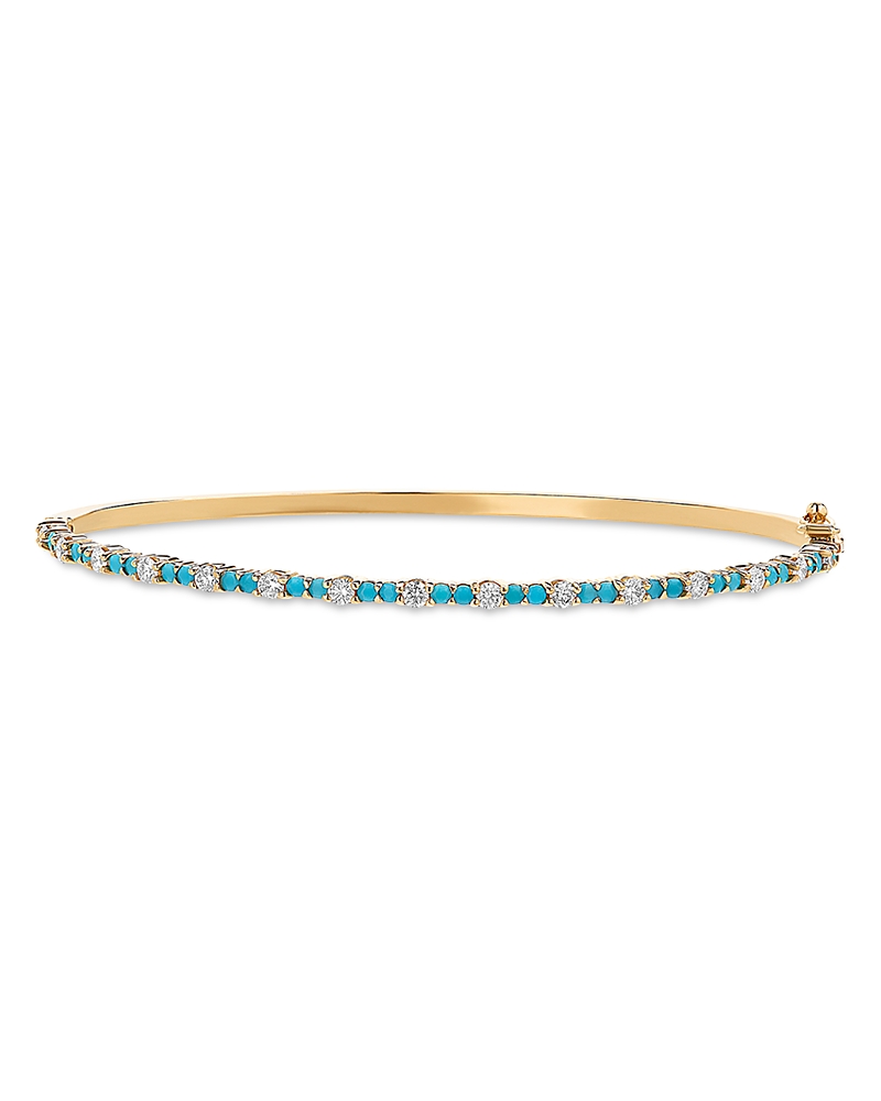 Lana 14K Yellow Gold Turquoise & Diamond Bangle Bracelet