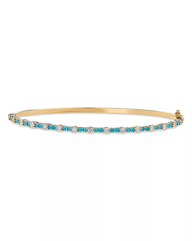 Lana 14K Yellow Gold Turquoise & Diamond Bangle Bracelet