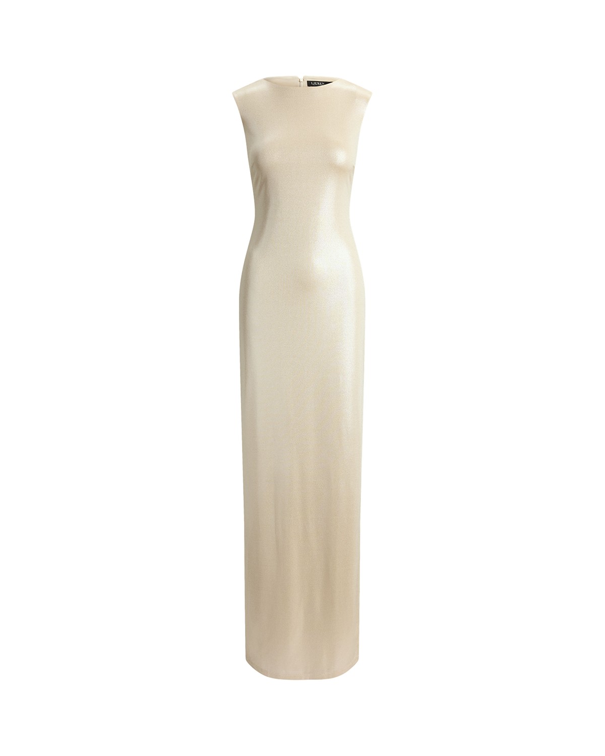 Metallic Jersey Boatneck Gown