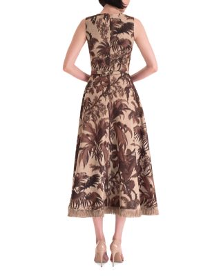 Large Chine Palm Leaves Dress