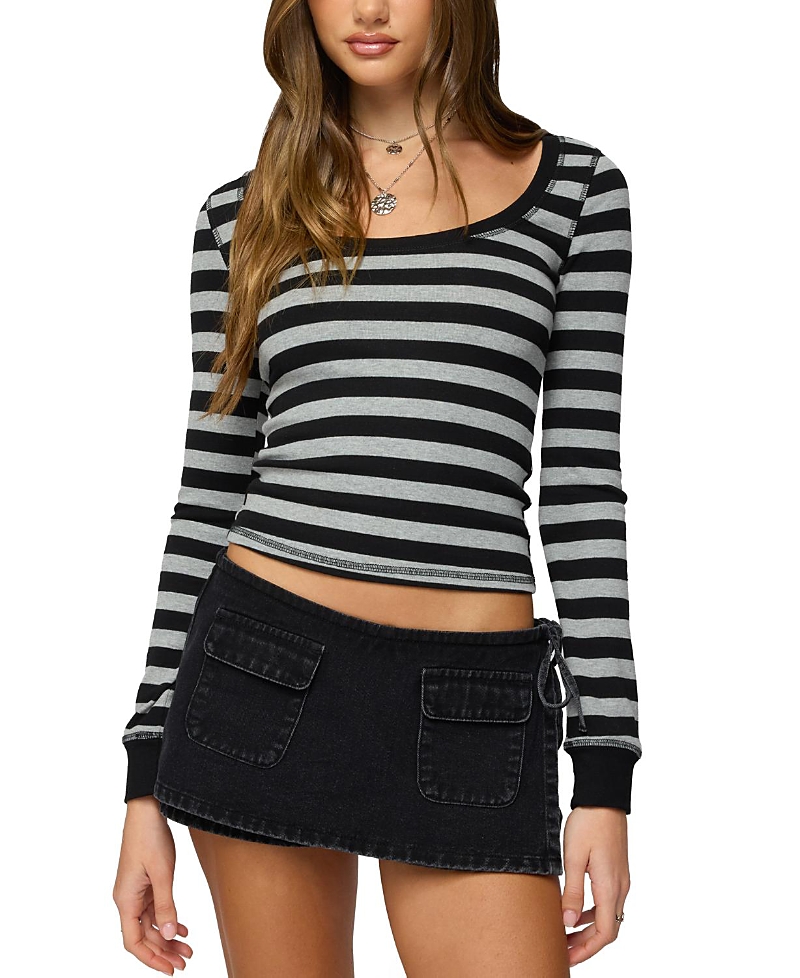 Edikted Rainey Striped Long Sleeve Top