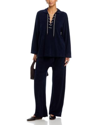 Micro Terry Lace Up Top & Sweatpants