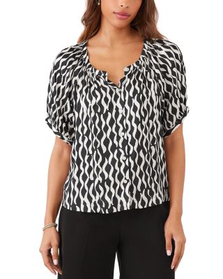 Satin Short Sleeve Peasant Top