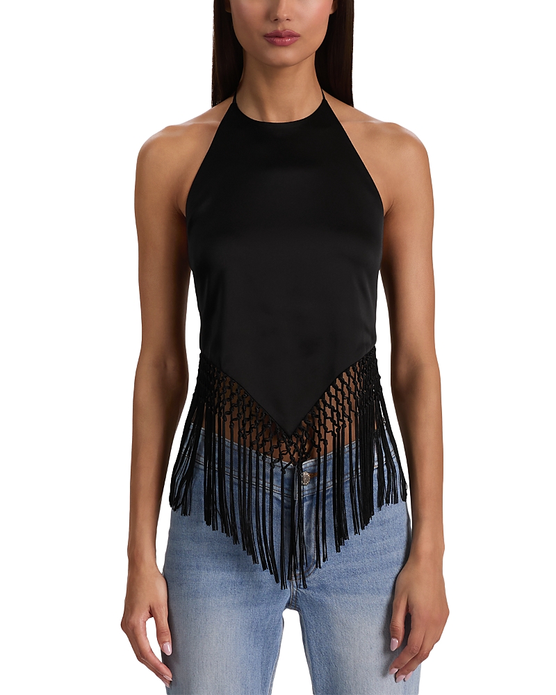 Alice and Olivia Greta Halter Tie Back Top