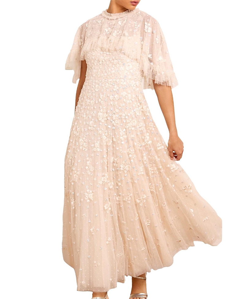 Needle & Thread Dahlia Ditsy Short Cape Ankle Gown