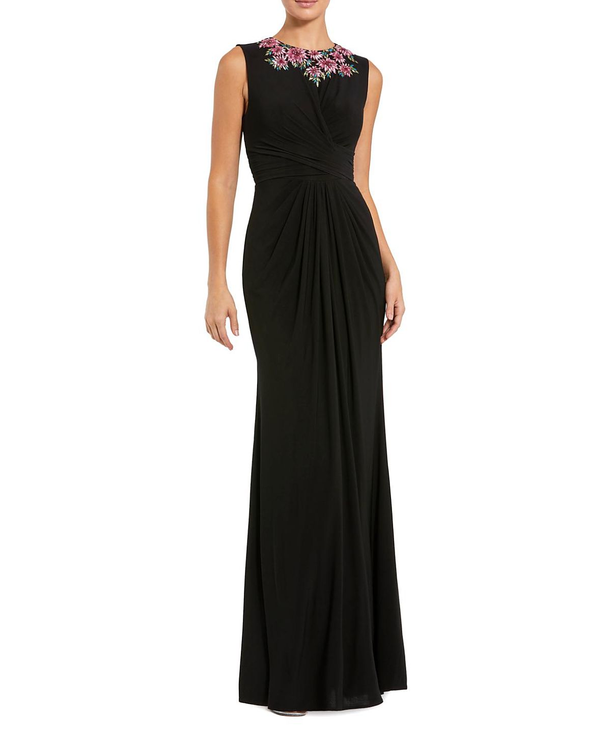 Mac Duggal Jersey Twist Gown with Beaded Shoulders