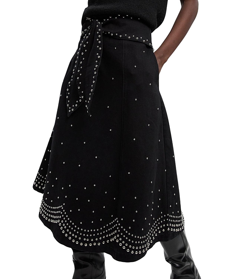 Karen Millen Studded Tie Belt Midi Skirt