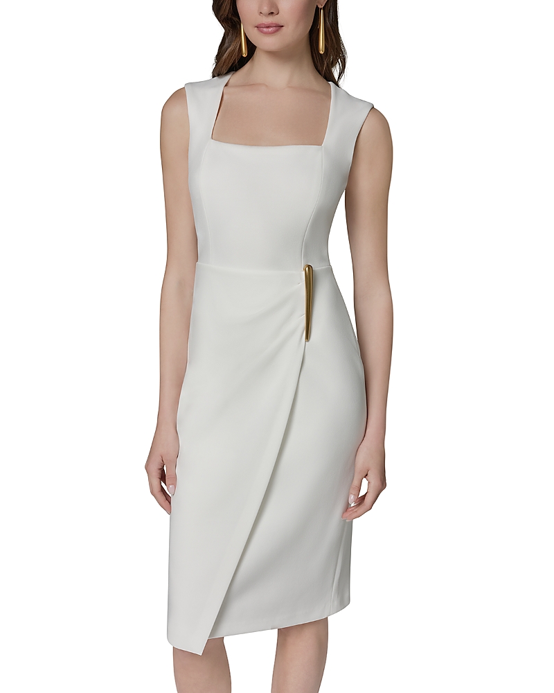 Donna Karan Square Neck Hardware Sheath Dress