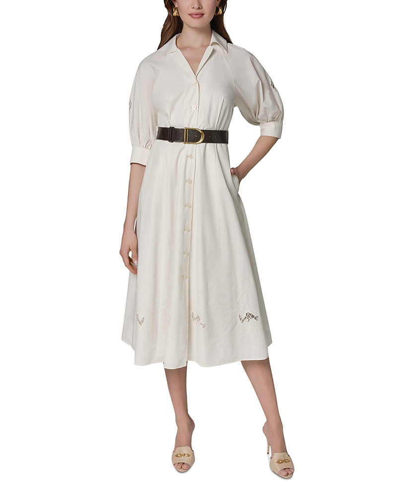 Donna Karan Elbow Sleeve Belted Shirtdress