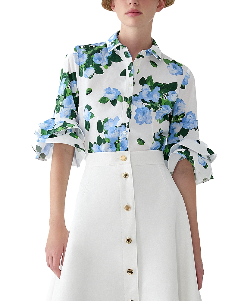 Carolina Herrera Tiered Ruffle Sleeve Blouse