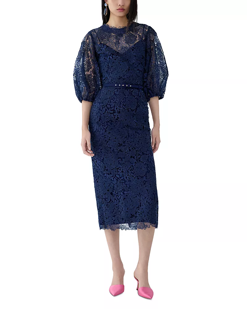 Carolina Herrera Balloon Sleeve Midi Dress