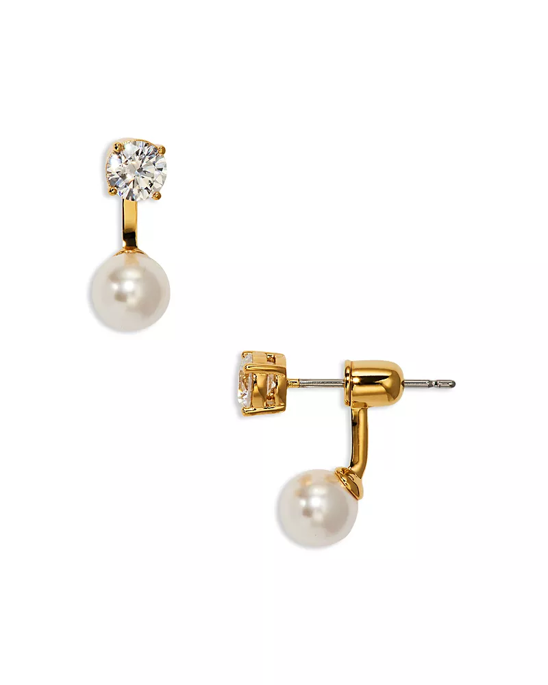 Nadri Esme Cubic Zirconia & Imitation Pearl Front to Back Earrings