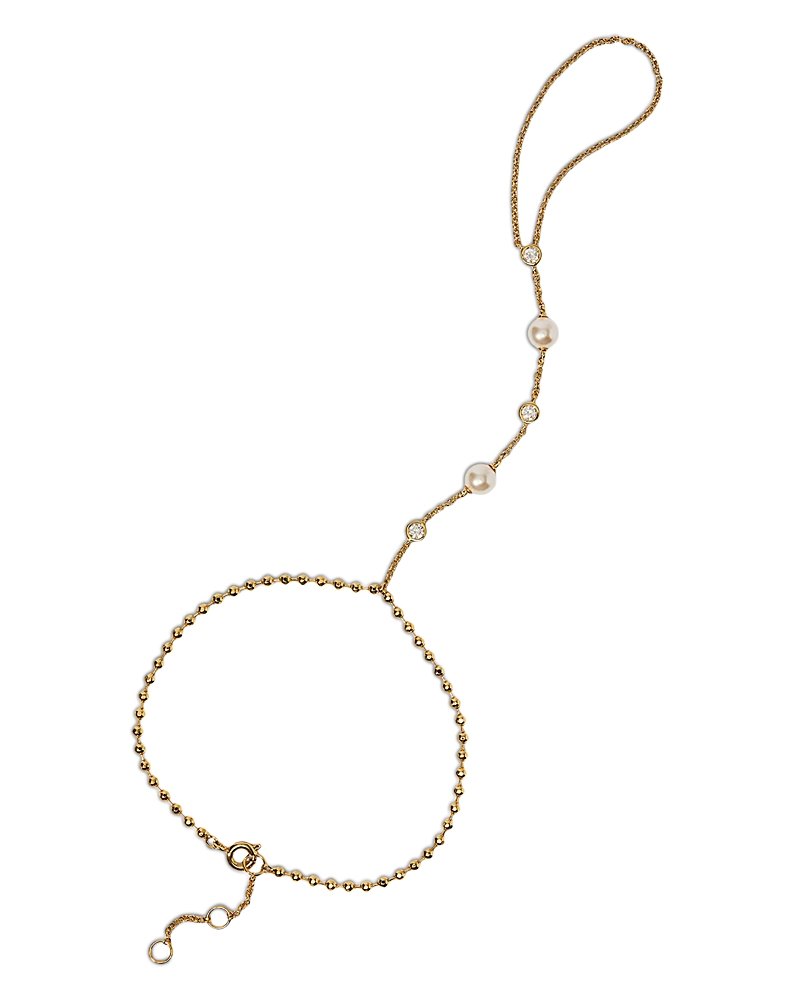 Nadri Esme Cubic Zirconia & Imitation Pearl Ball Chain Hand Chain