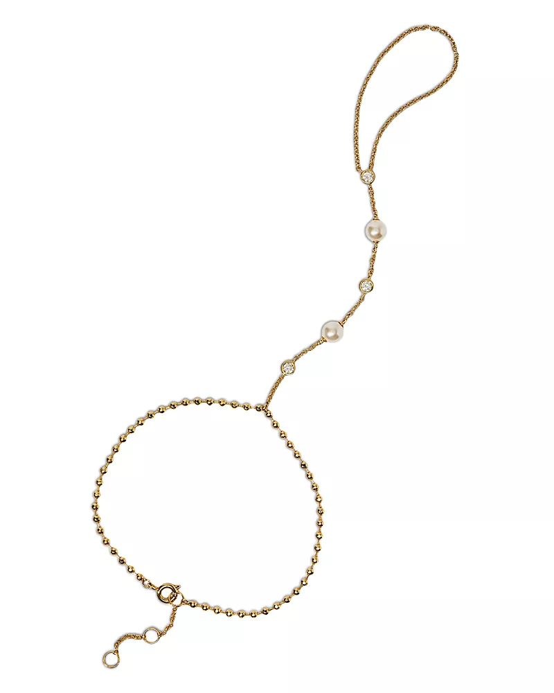 Nadri Esme Cubic Zirconia & Imitation Pearl Ball Chain Hand Chain