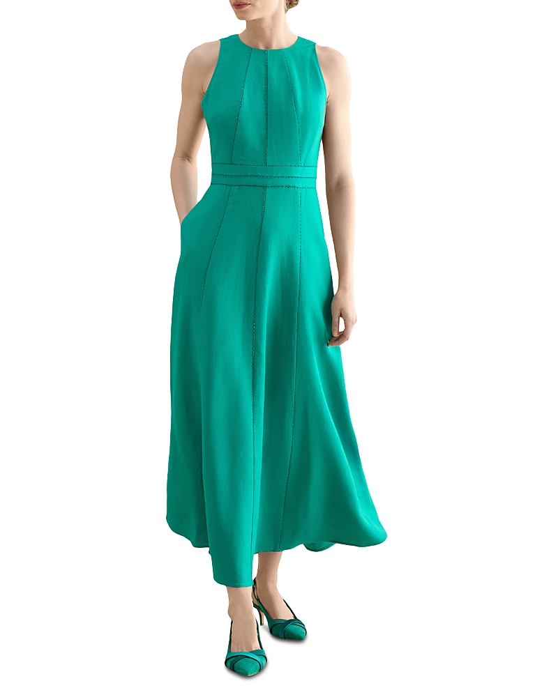 Hobbs London Petite Matilda Trimmed Linen Dress