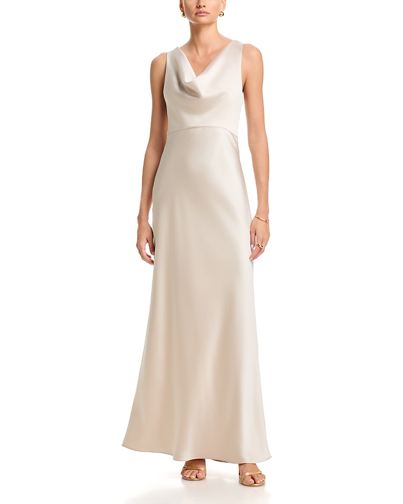 Aqua Satin Cowlneck Dress - Exclusive