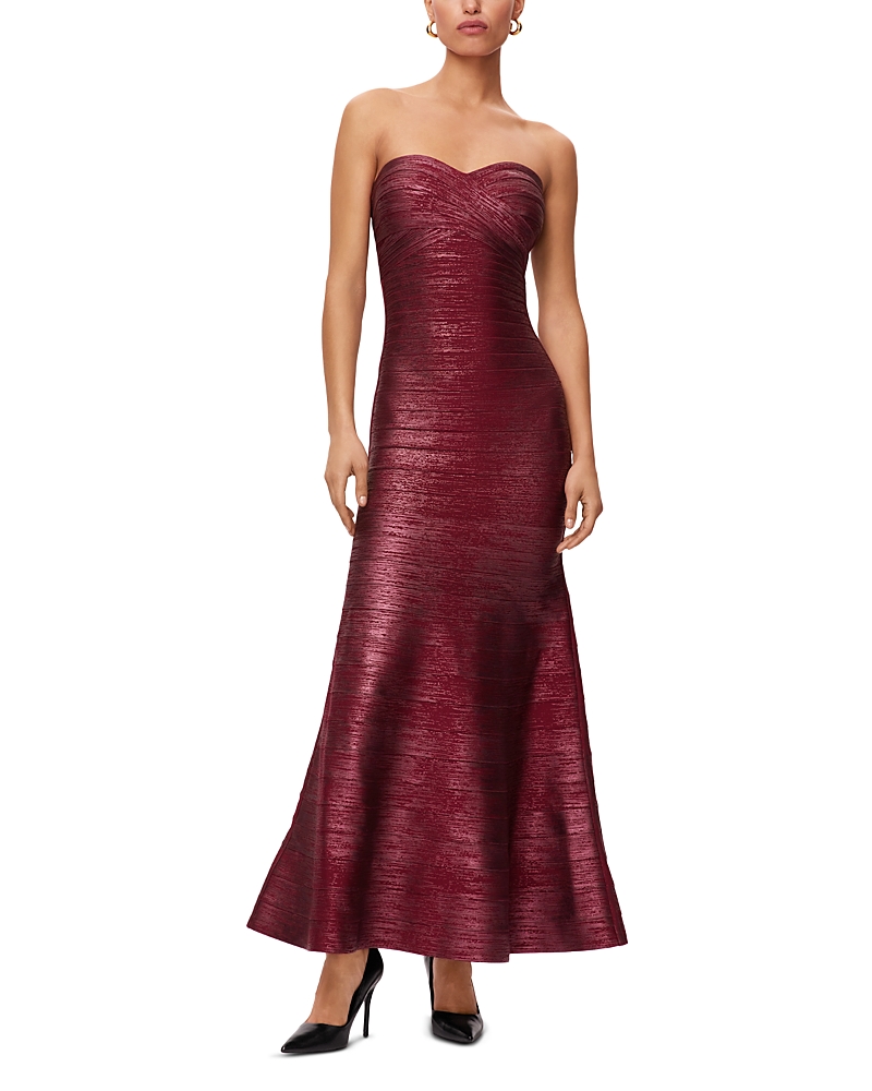 Herve Leger The Metallic Sara Strapless Gown