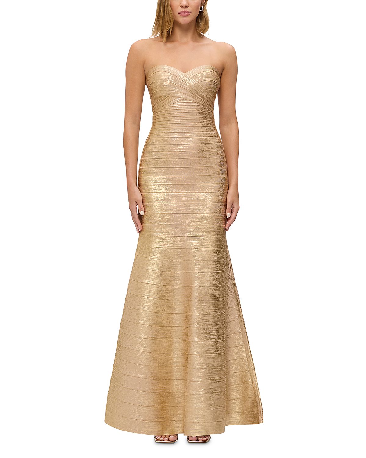 Herve Leger The Metallic Sara Strapless Gown