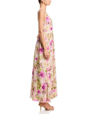 Aqua Women's Floral Lace Trim Maxi Dress - Exclusive - Pink - Size S - Pink Multi