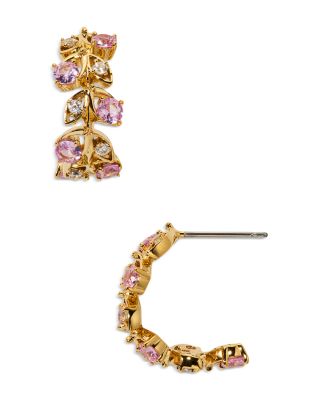 Pink Cubic Zirconia Adorn J Hoop Earrings