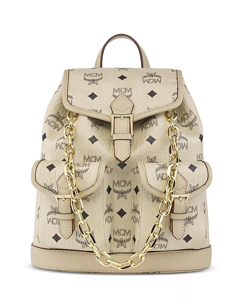 Mcm Aren Mini Visetos Leather Backpack