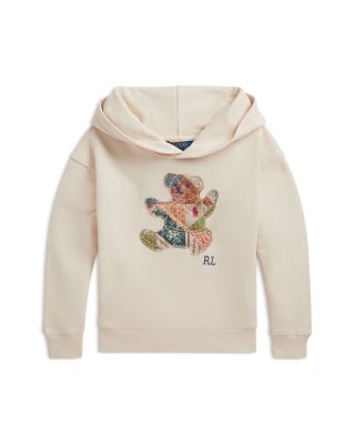 Girls' Patchwork Polo Bear French Terry Hoodie - Little Kid