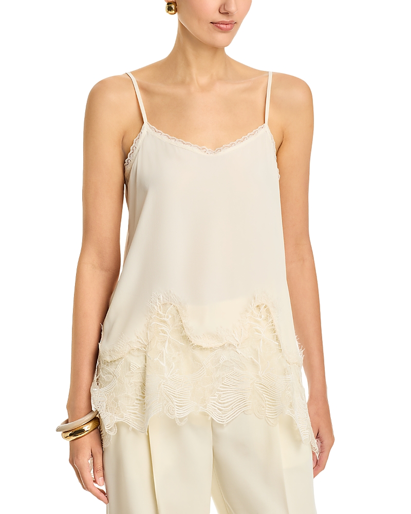Fabiana Filippi Crepe de Chine Camisole Top with Lace