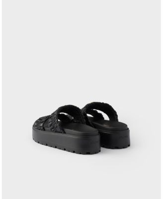  Women's Matelasse Nappa Leather Flatform Slides