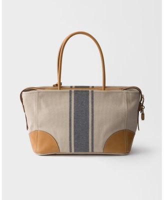 Large Canvas And Leather Shopping Bag