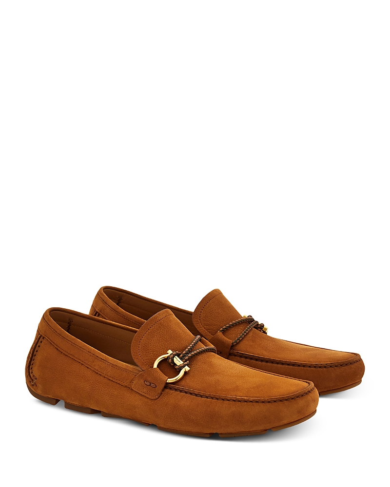 Ferragamo Men's Gancini Ornament Driver Loafers