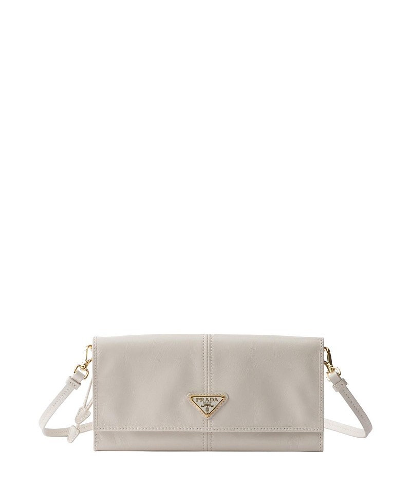 Prada Leather Wallet With Shoulder Strap