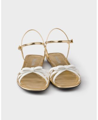  Women's Flat Patent And Metallic Leather Sandals
