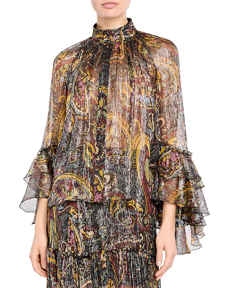 Etro Silk Blend Metallic Paisley Blouse