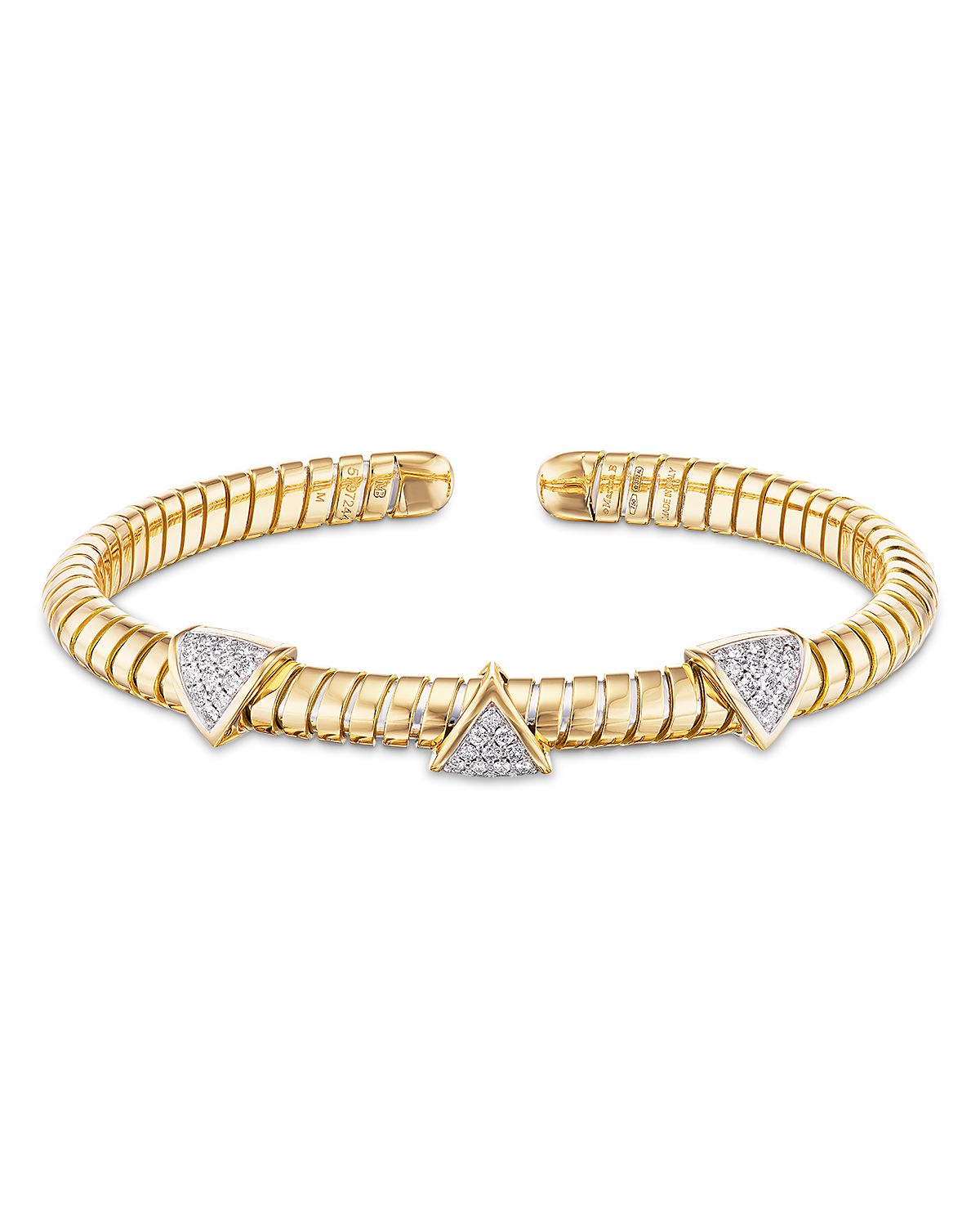 Marina B Titanium & 18K Yellow Gold Trisolina Diamond Pave Cuff Bangle Bracelet