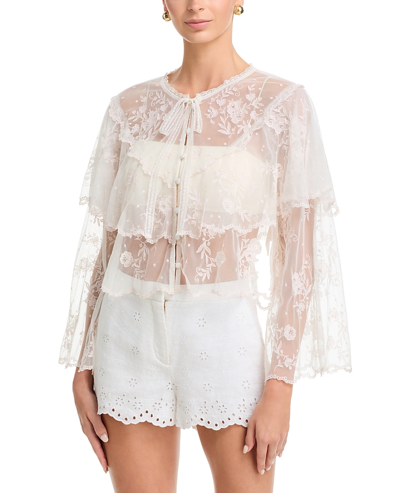 LoveShackFancy Tourelle Sheer Lace Blouse