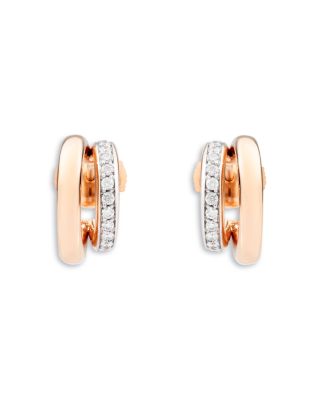 Pomellato 18K Rose Gold Iconica Diamond Double Huggie Earrings